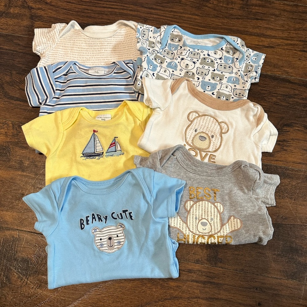 Baby Onesies Set with Bear and Nautical Designs